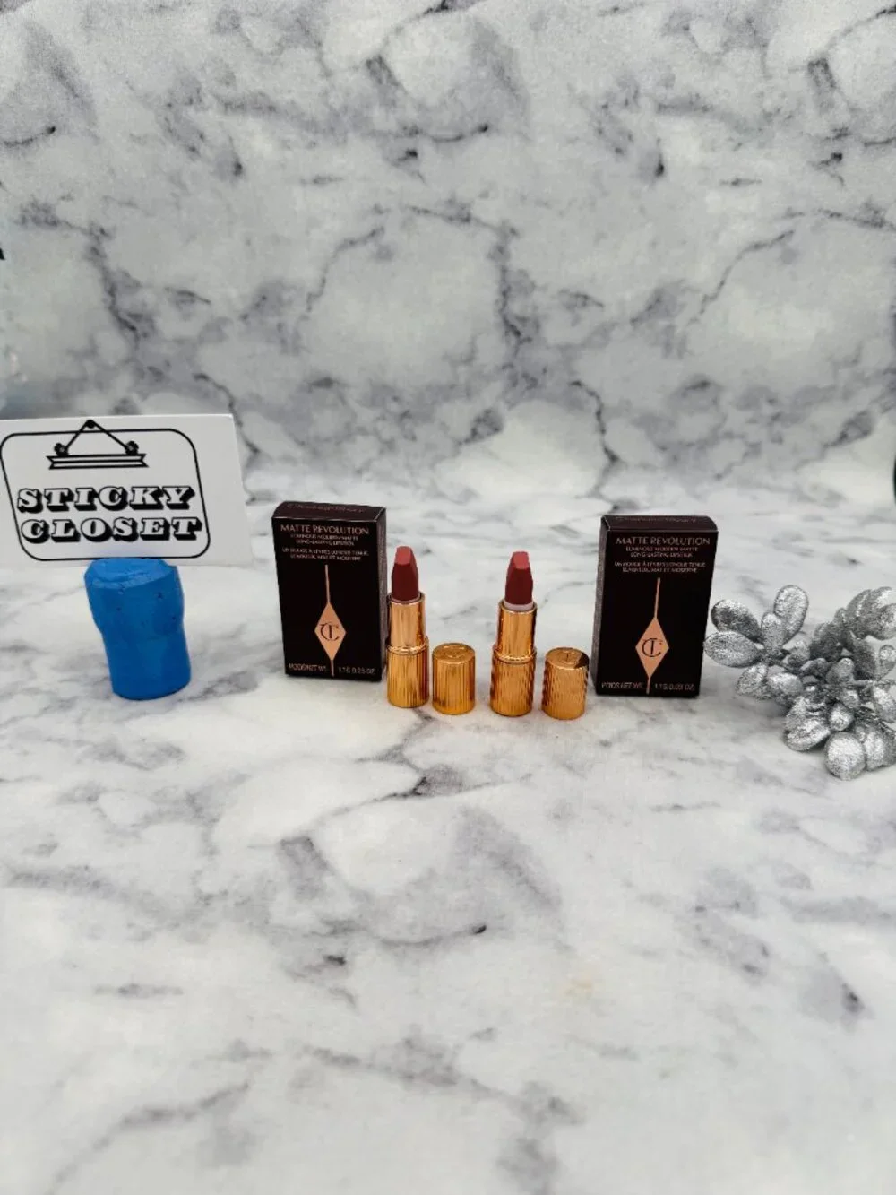 Charlotte Tilbury Beauty Gift Set-Matte Lipstick Color Pillow Talk-2pc-BOXED-NEW